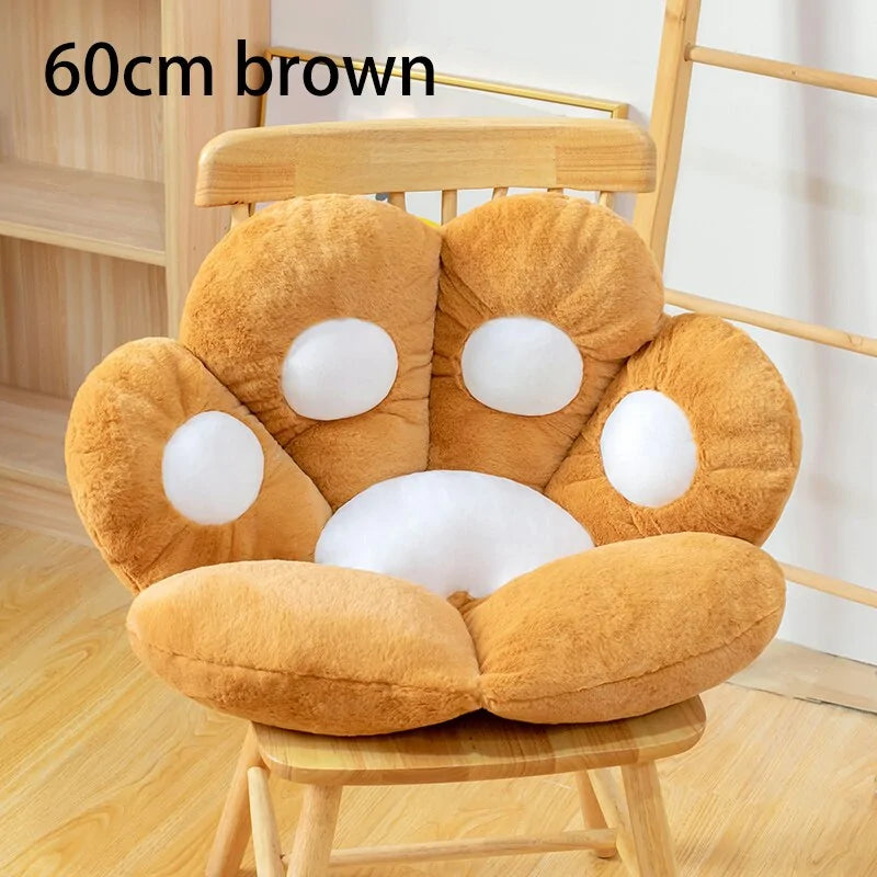 Cojín de asiento de felpa con forma de pata de oso y gato