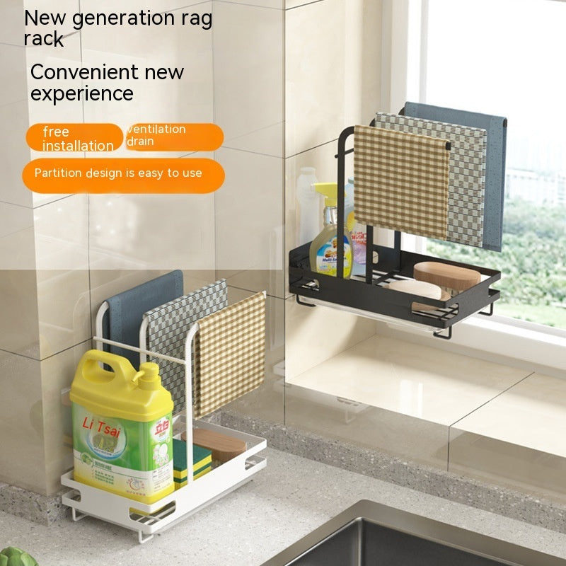 Punch-Free Wall Hanging Kitchen Rag Rack