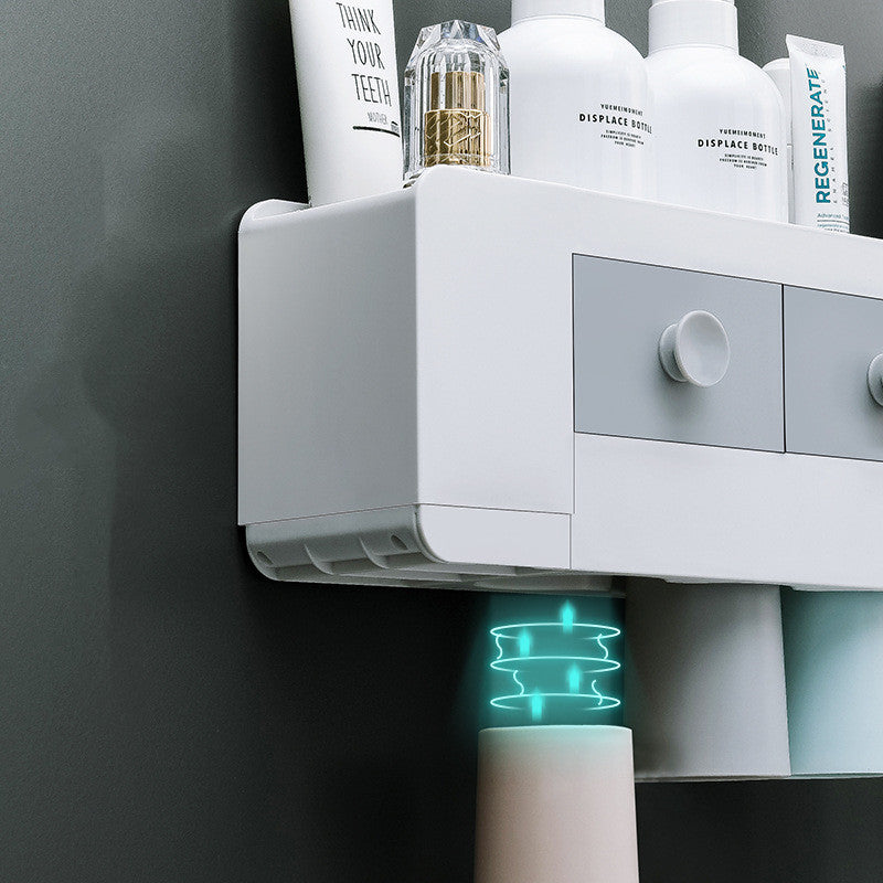 Estante magnético para cepillos de dientes montado en la pared