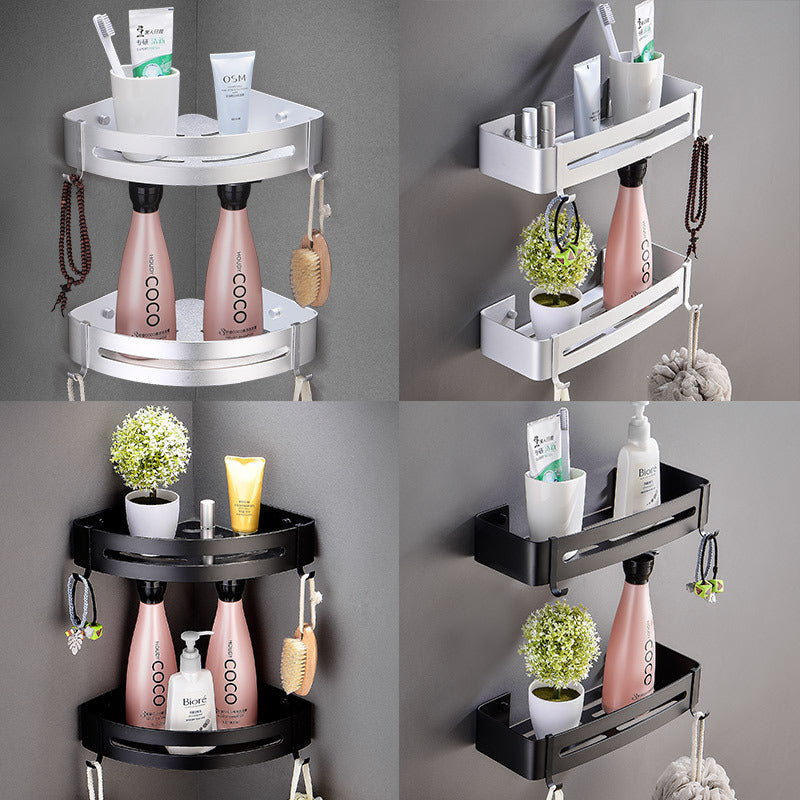 Punch-Free Corner Shelf with Hook