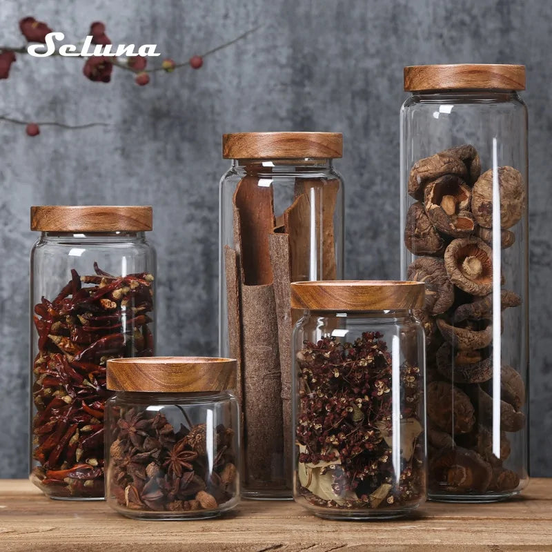 Tarro de almacenamiento de cocina hermético de vidrio