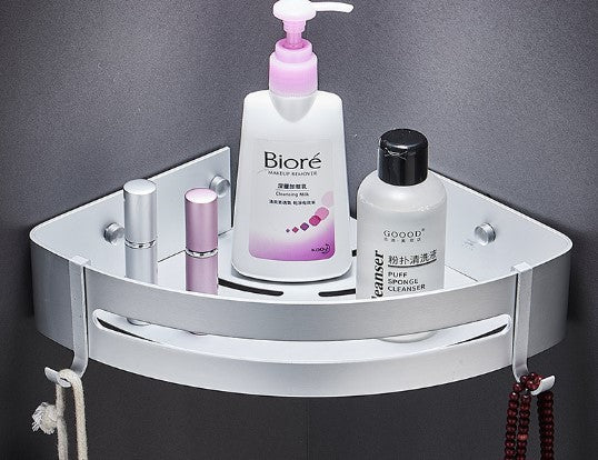Punch-Free Corner Shelf with Hook