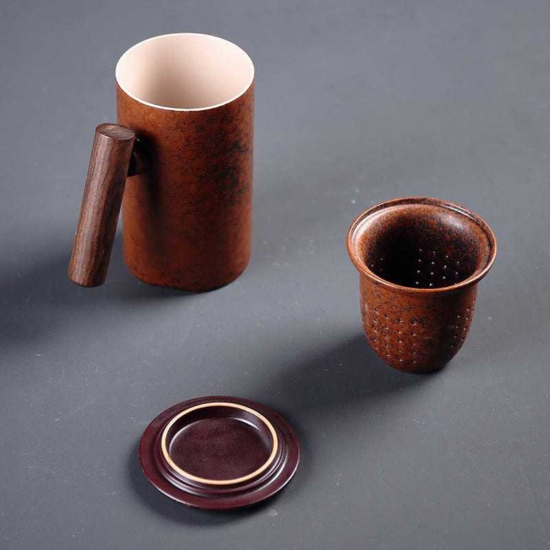 Tazas japonesas comerciales con asas de madera