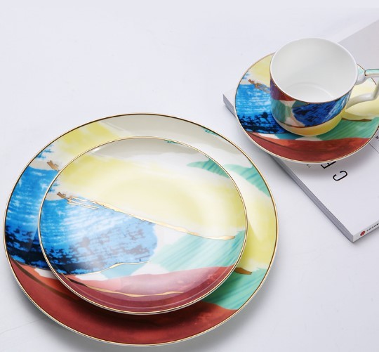 Platos de postre de acuarela