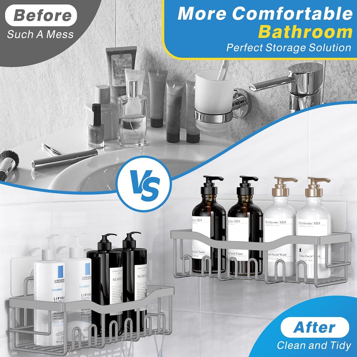 Punch-Free Wall-Mounted Bathroom Rack