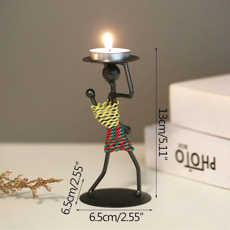 Nordic Abstract Metal Candle Holder Sculpture