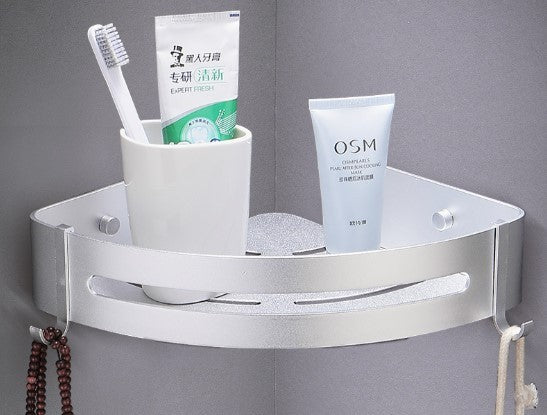 Punch-Free Corner Shelf with Hook