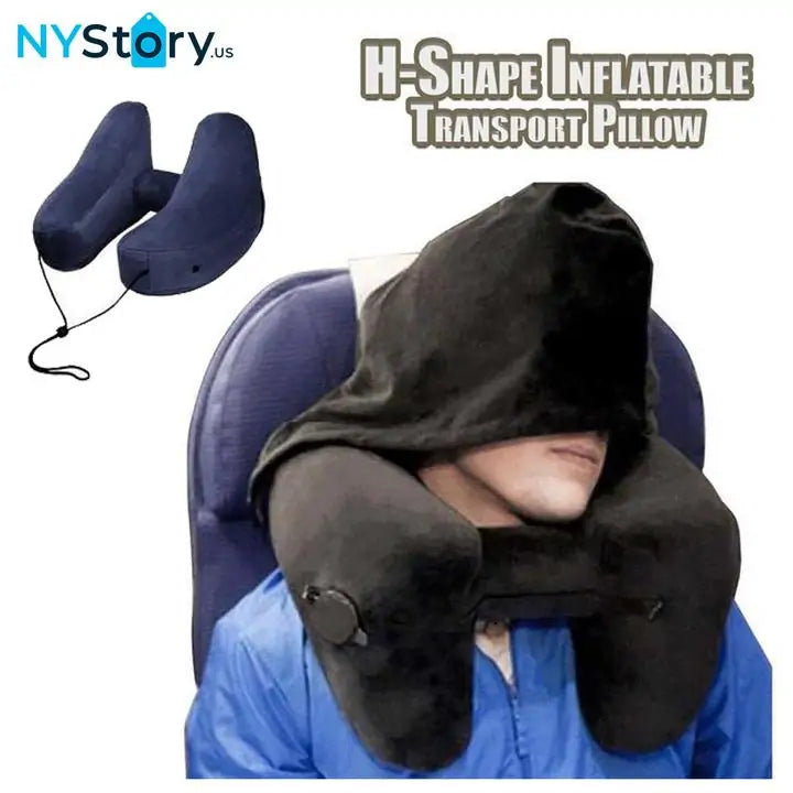 TravelBuddy - Almohada de transporte inflable con capucha