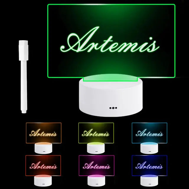 Luz nocturna de tablero de notas de 7 colores