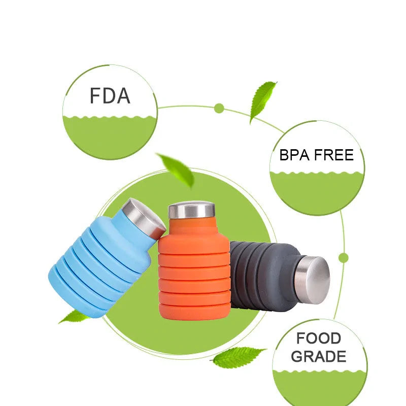 Botella de agua plegable de 500 ml.