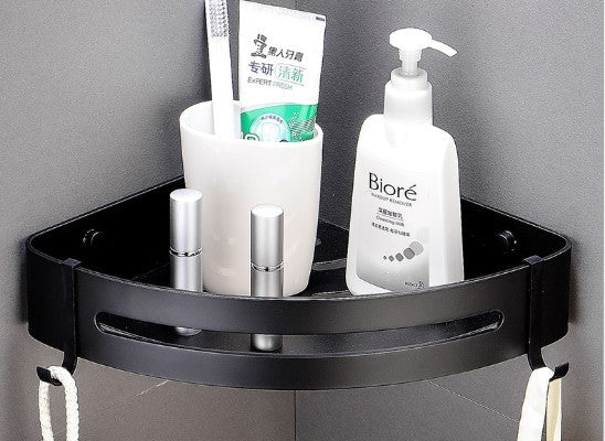 Punch-Free Corner Shelf with Hook