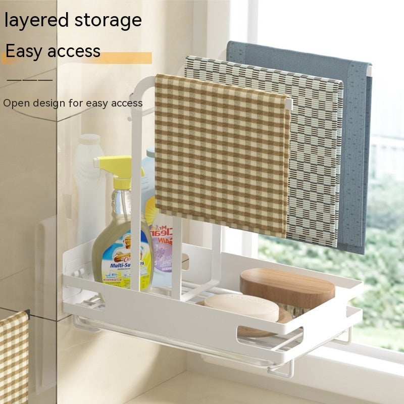 Punch-Free Wall Hanging Kitchen Rag Rack