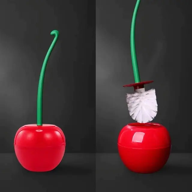 Juego de portaescobillas para inodoro con forma de cereza