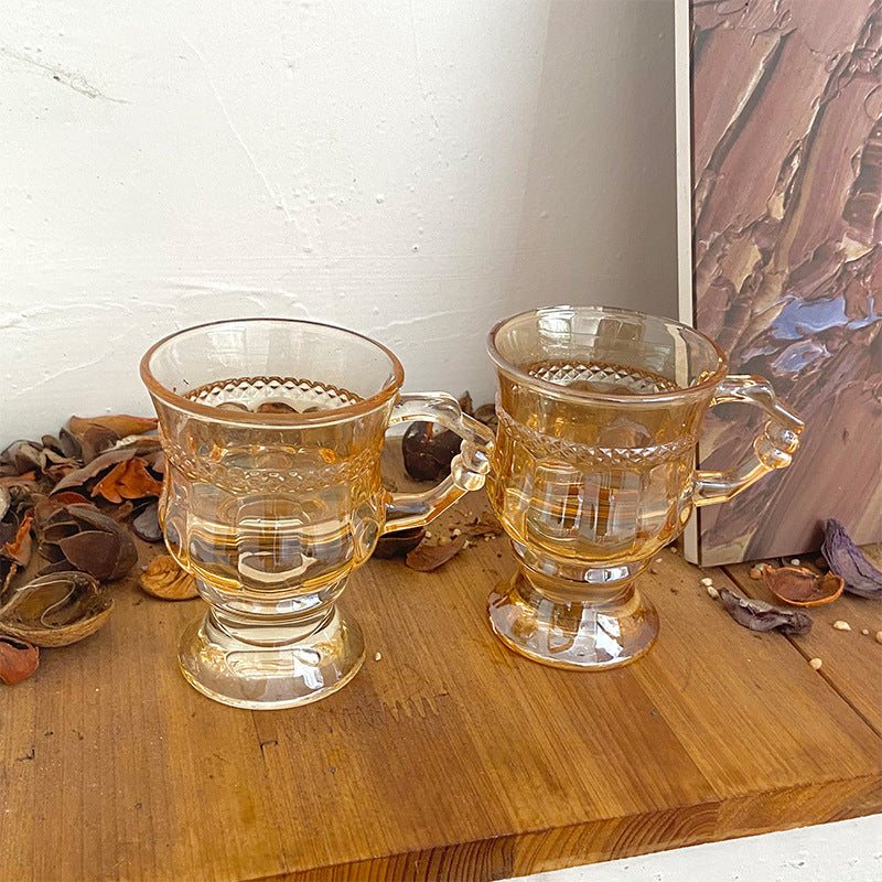 Mini tazas de champán de cristal ámbar vintage