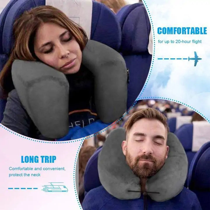 TravelBuddy - Almohada de transporte inflable con capucha