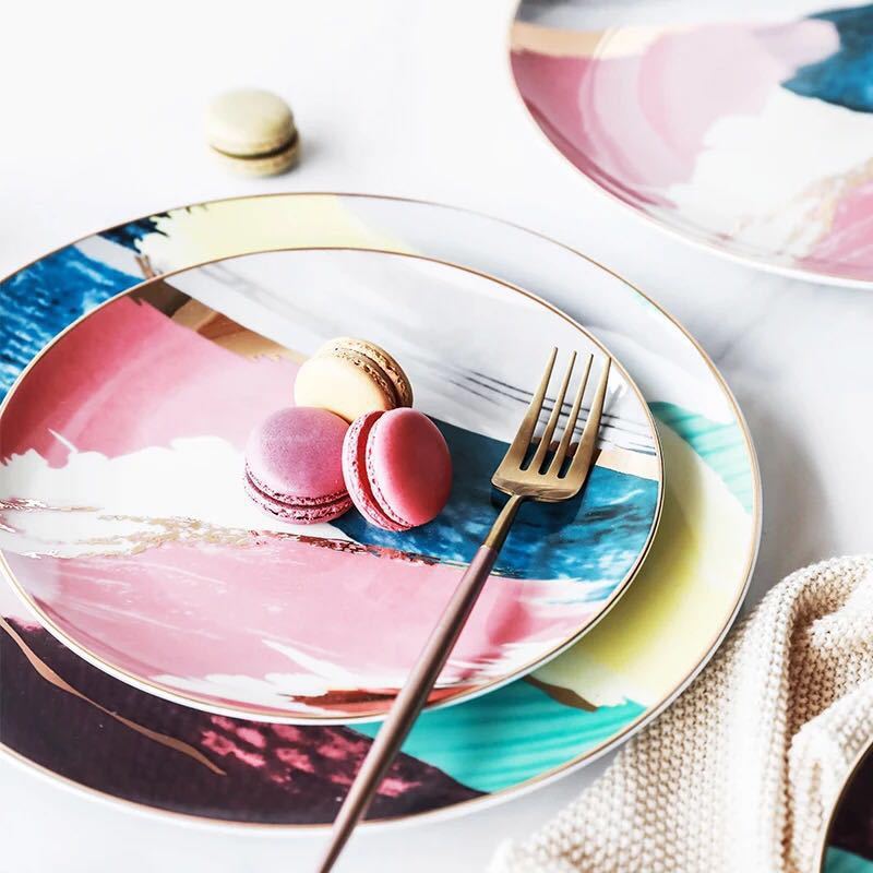 Platos de postre de acuarela