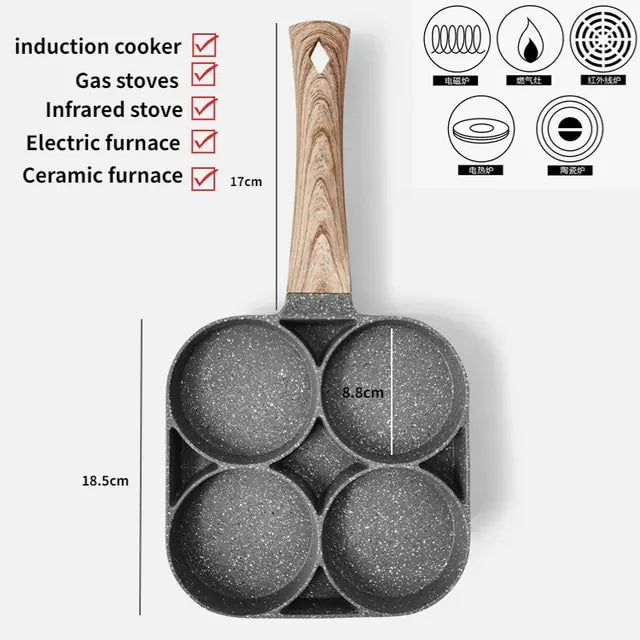 Sartén para tortillas antiadherente de 4 orificios