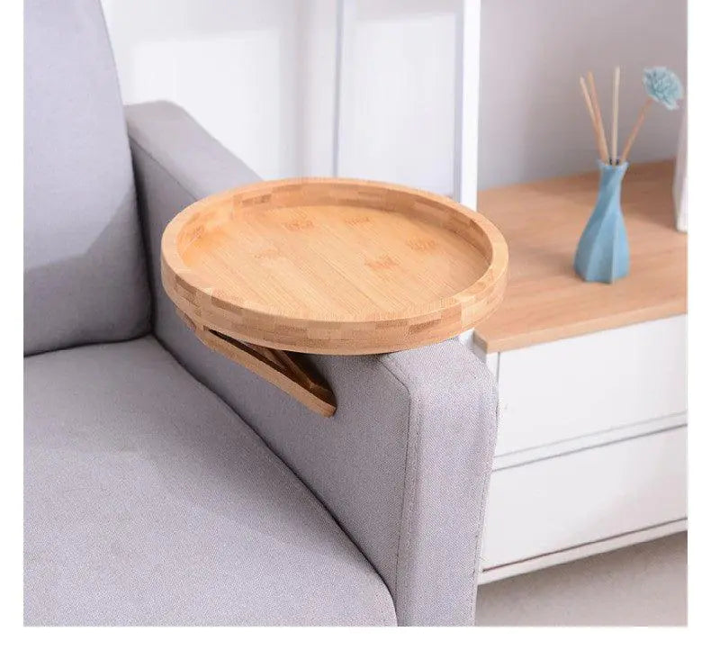 Bandeja de sofá de madera con asas plegables