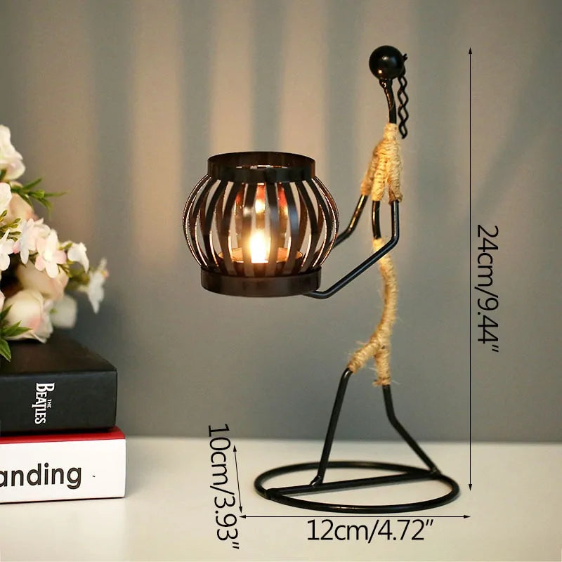 Nordic Abstract Metal Candle Holder Sculpture