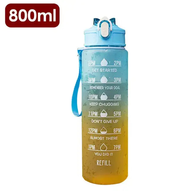 Botella de agua con marcador de tiempo