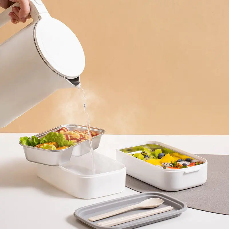 Caja Bento de acero inoxidable de 2 capas
