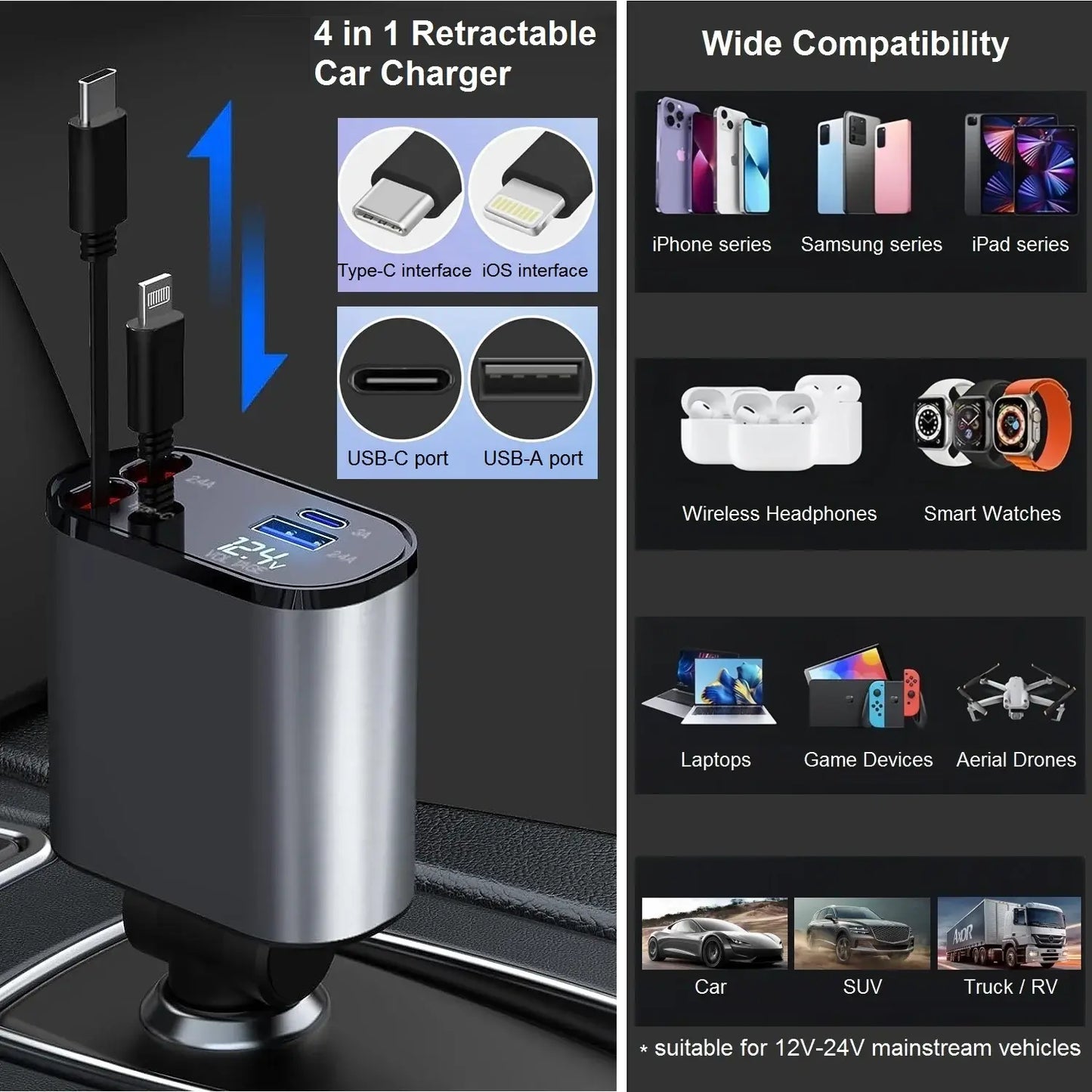 Retractable Phone Car Charger
