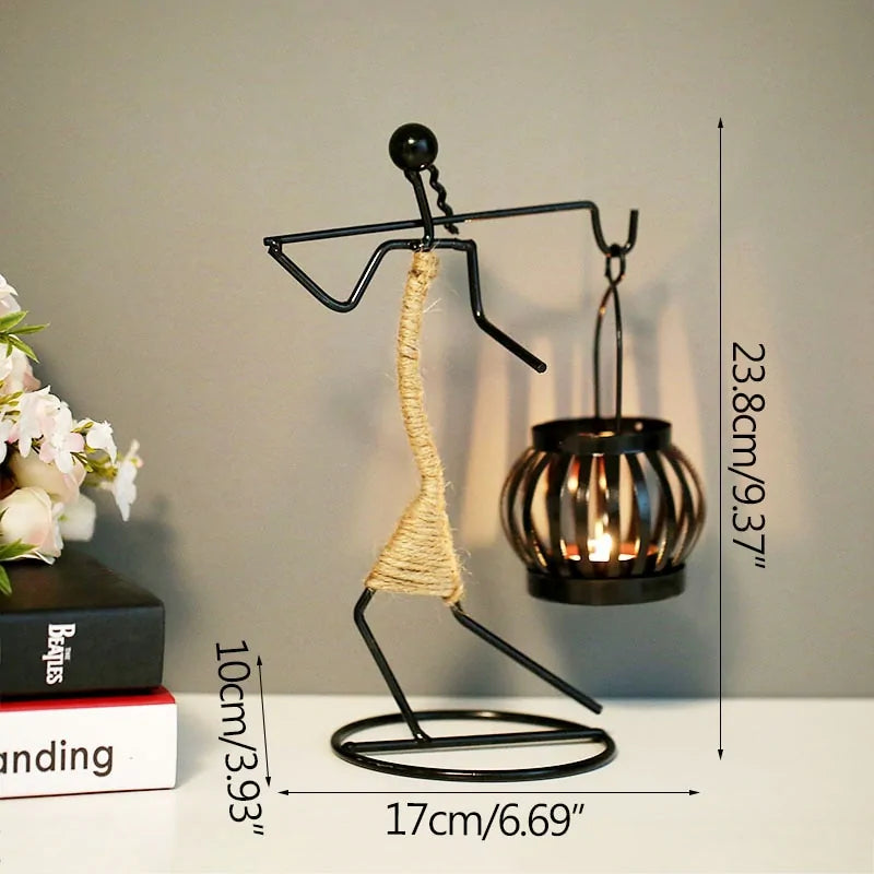 Nordic Abstract Metal Candle Holder Sculpture