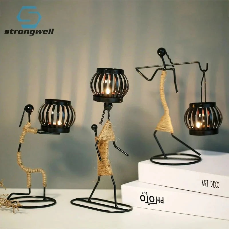 Nordic Abstract Metal Candle Holder Sculpture