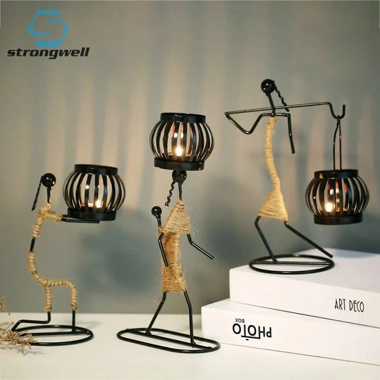 Nordic Abstract Metal Candle Holder Sculpture