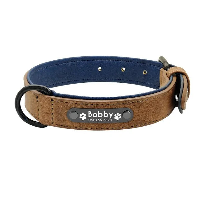 Collar de perro de cuero personalizado