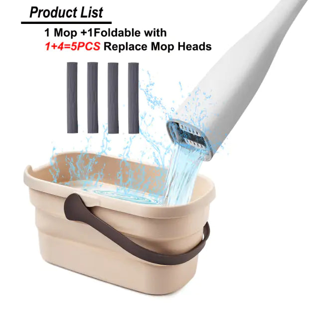 Yocada Flat Mop with Foldable Bucket