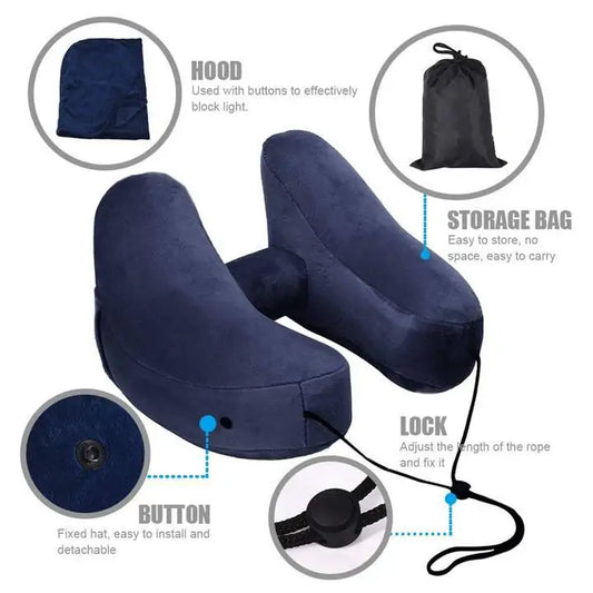 TravelBuddy - Almohada de transporte inflable con capucha
