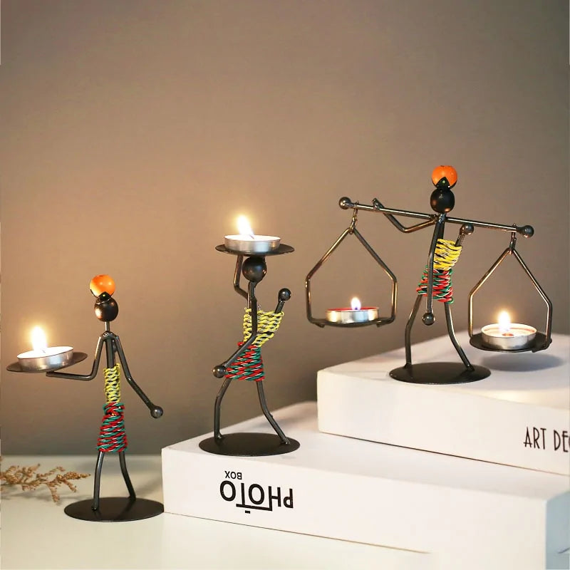 Nordic Abstract Metal Candle Holder Sculpture