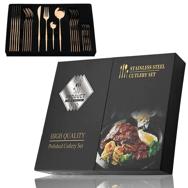 Juego de cubiertos de acero inoxidable de 24 piezas