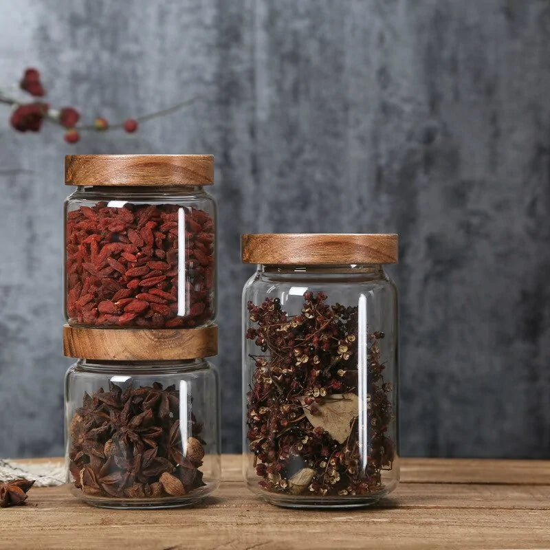 Tarro de almacenamiento de cocina hermético de vidrio