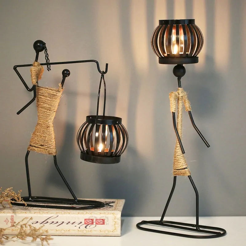 Nordic Abstract Metal Candle Holder Sculpture