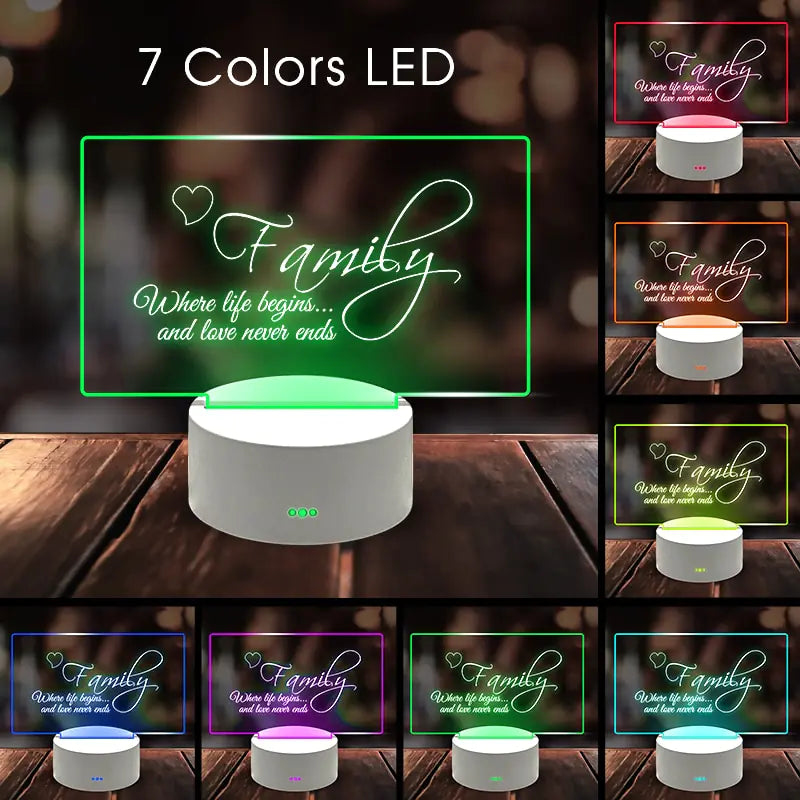 Luz nocturna de tablero de notas de 7 colores