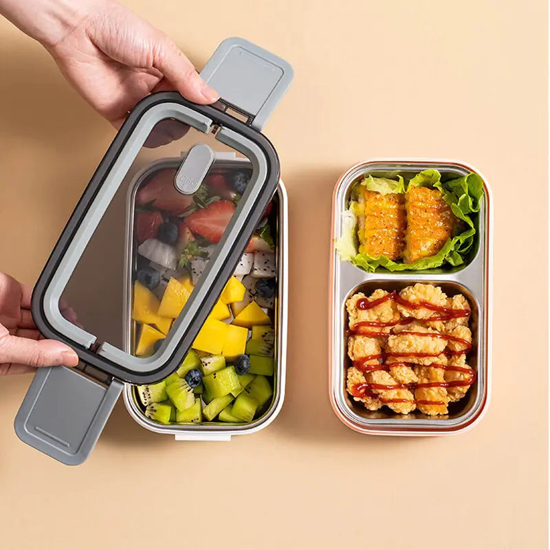 Caja Bento de acero inoxidable de 2 capas