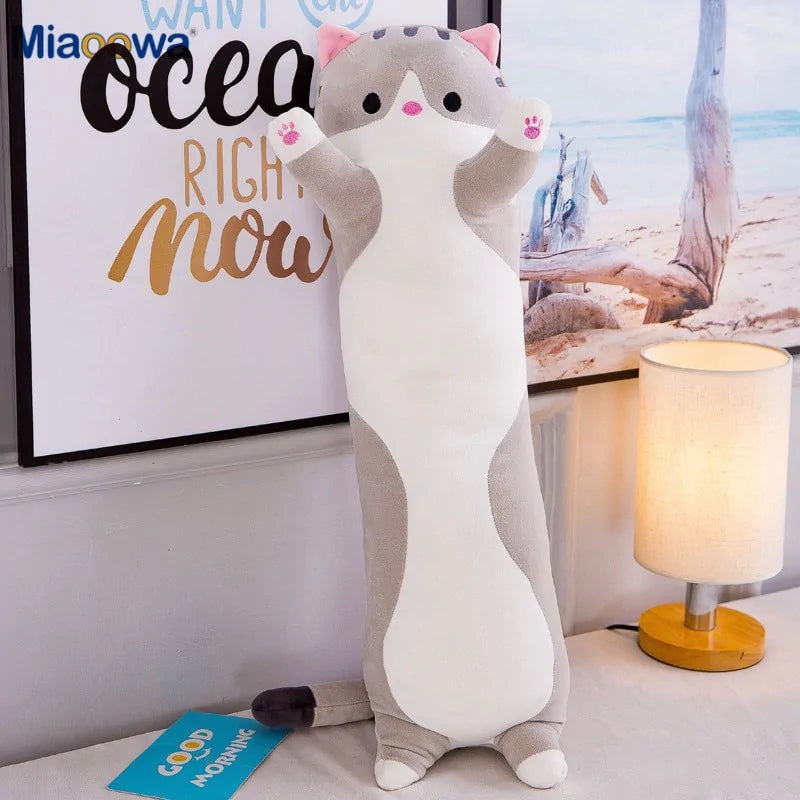 Almohada de gato para niños de 130 cm de largo