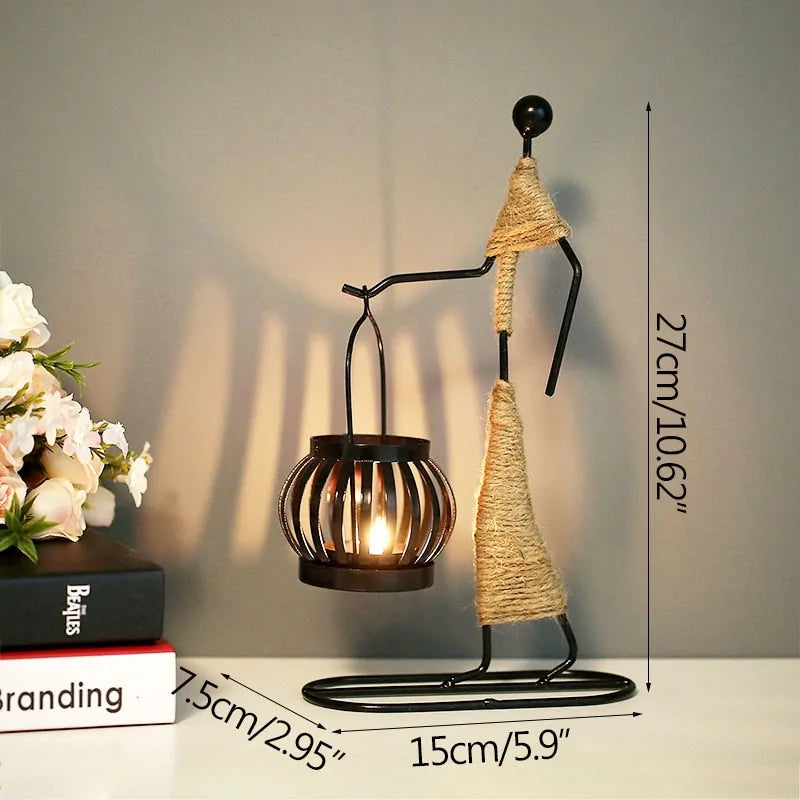 Nordic Abstract Metal Candle Holder Sculpture