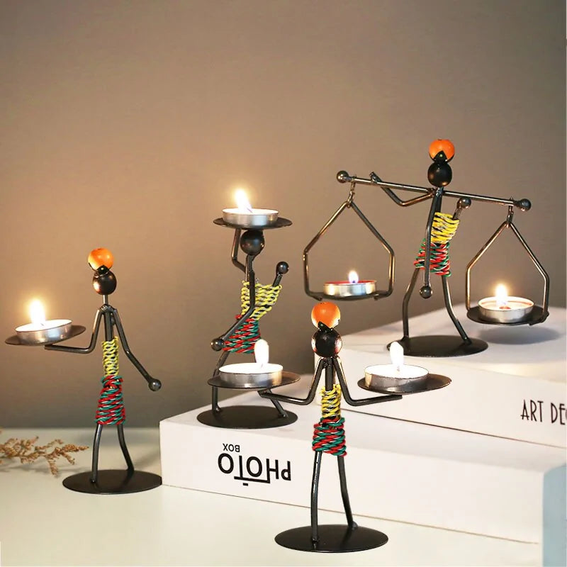 Nordic Abstract Metal Candle Holder Sculpture