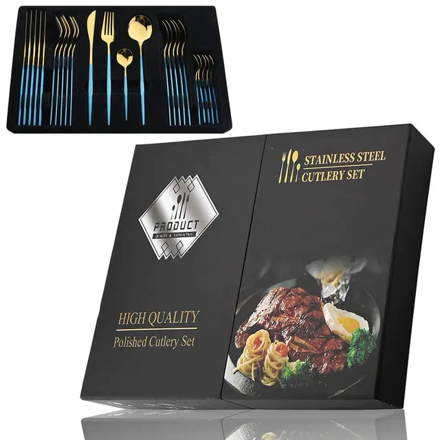 Juego de cubiertos de acero inoxidable de 24 piezas