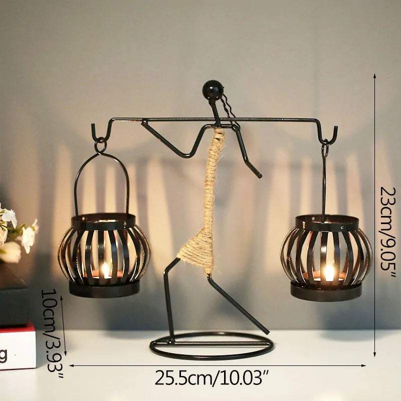 Nordic Abstract Metal Candle Holder Sculpture
