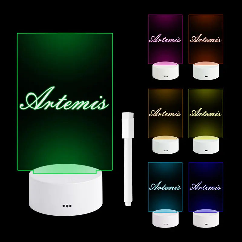 Luz nocturna de tablero de notas de 7 colores