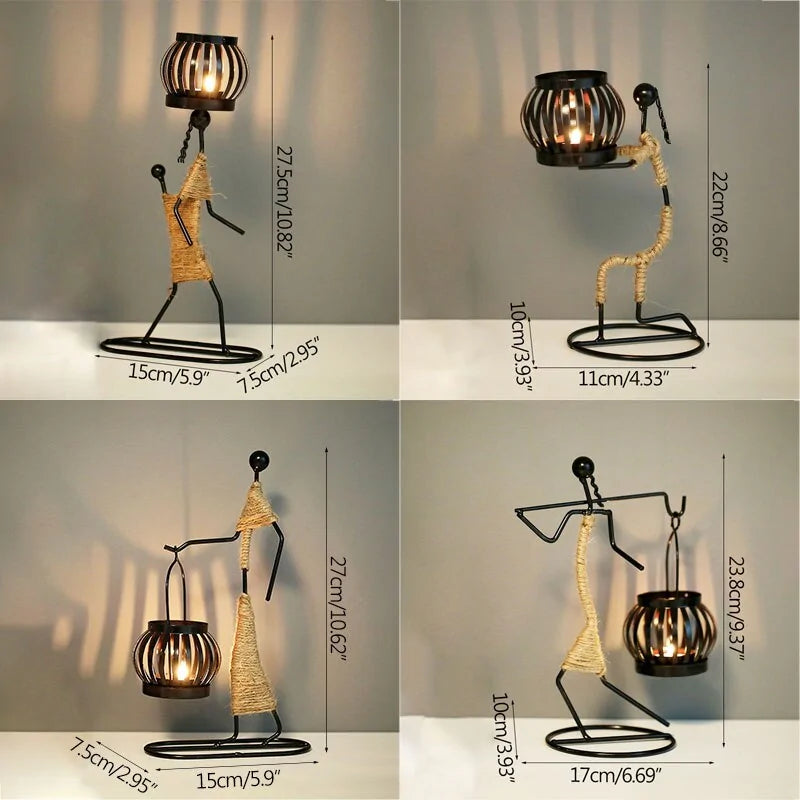 Nordic Abstract Metal Candle Holder Sculpture