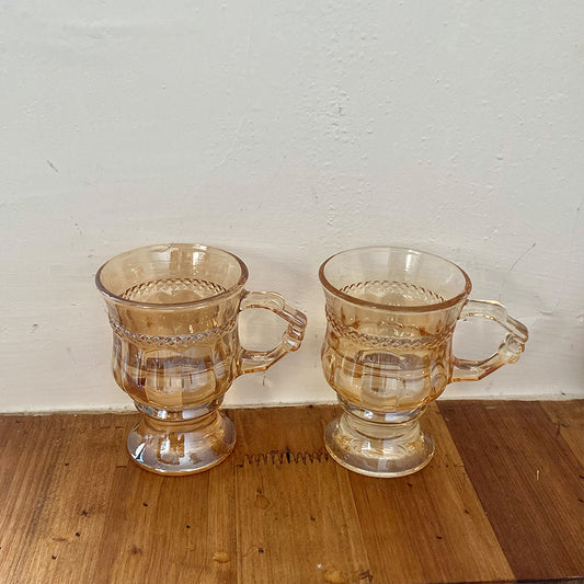 Mini tazas de champán de cristal ámbar vintage