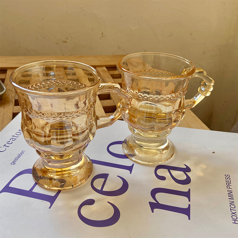 Mini tazas de champán de cristal ámbar vintage