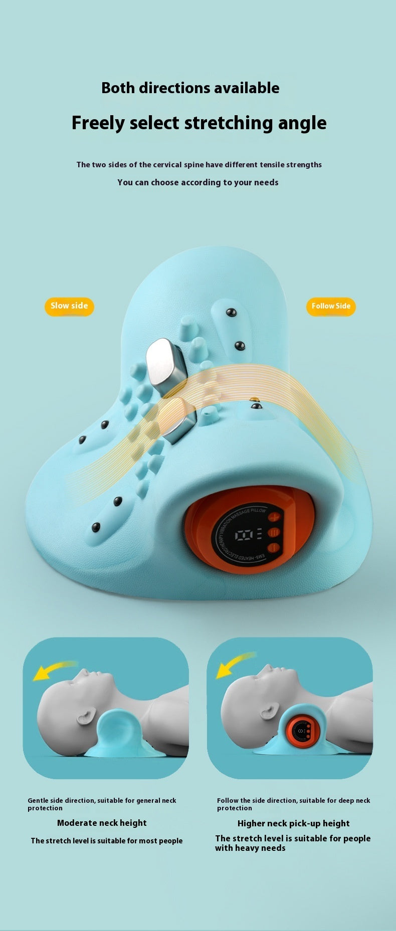 Almohada portátil de masaje con puntos de acupuntura para el cuello