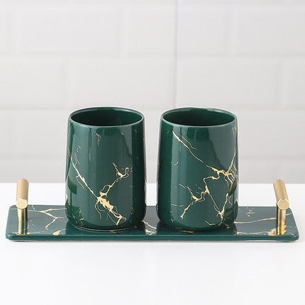 Juego de tazas de baño de cerámica