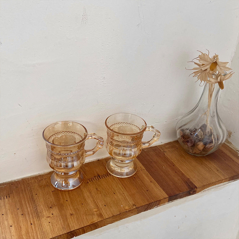 Mini tazas de champán de cristal ámbar vintage